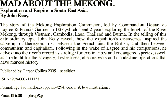 MAD ABOUT THE MEKONG. 